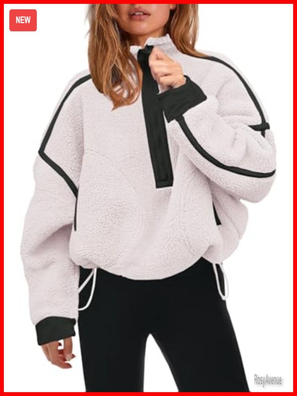 Womens Half Zip Fleece Pullover Sherpa Sweatshirt Zip Pockets